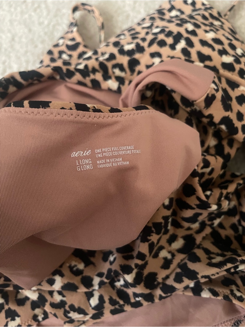 Aerie Leopard Print One-Piece Swimsuit with Waist Tie size Large - Picture 3 of 6